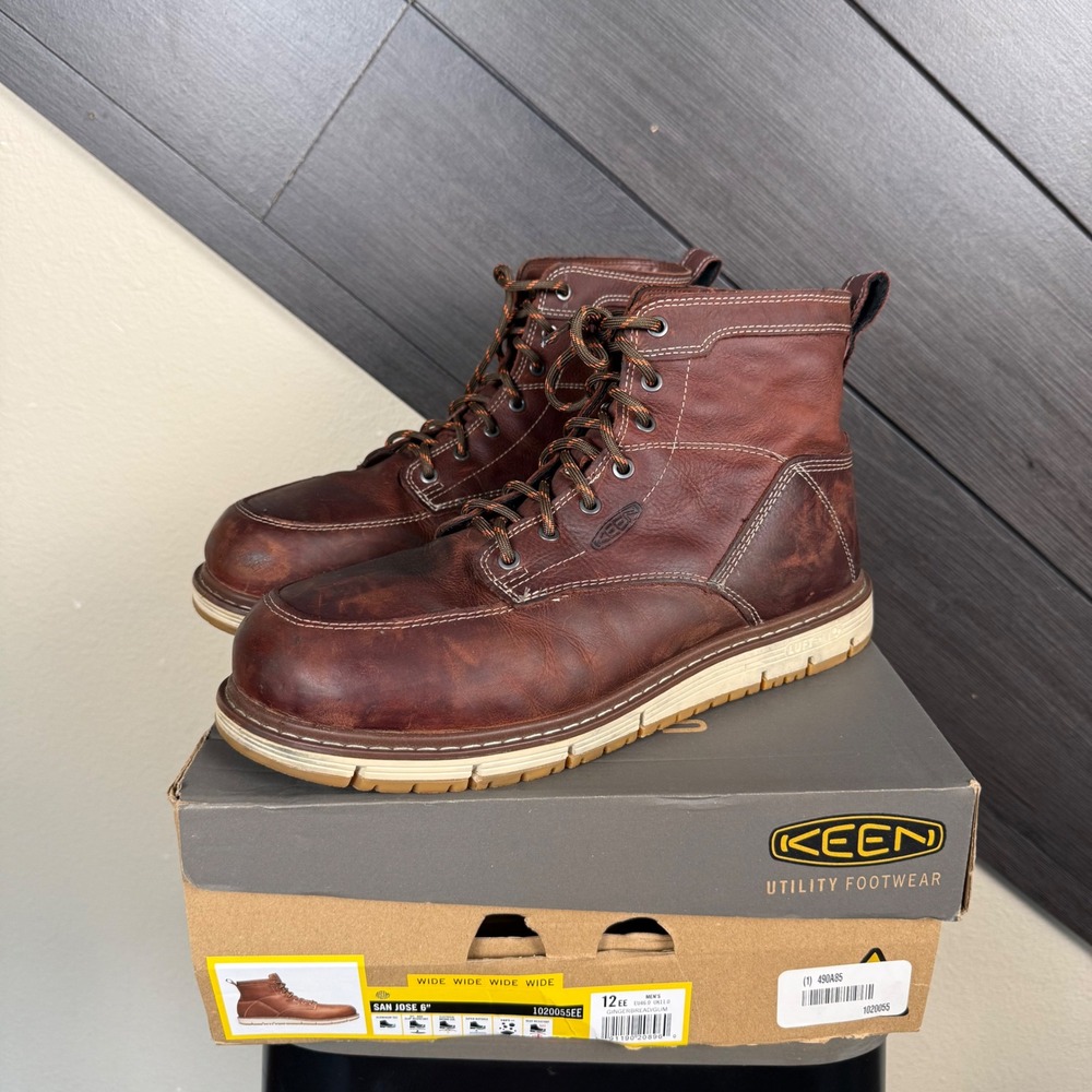 Keen Utility San Jose 6" Men's 12 EE Wide Leather Aluminum Toe Work Boots